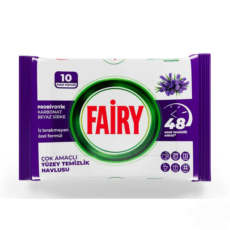 دستمال مرطوب سطوح فیری 10 عددی رایحه لوندر