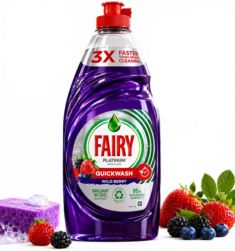 مایع ظرفشویی Fairy Platinum Quickwash Wild Berry