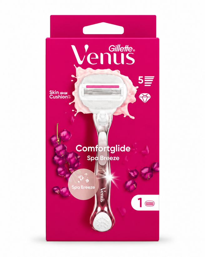 ژیلت زنانه ونوس صورتی مدل Comfortglide 5 تیغه