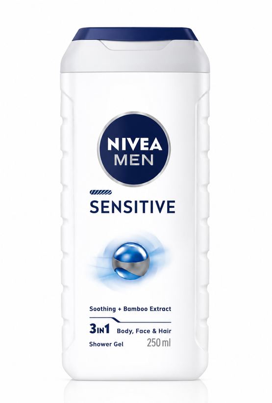 ژل شستشوی نیوآ مردانه Sensitive 3in1 مناسب بدن، صورت و مو 250 میل