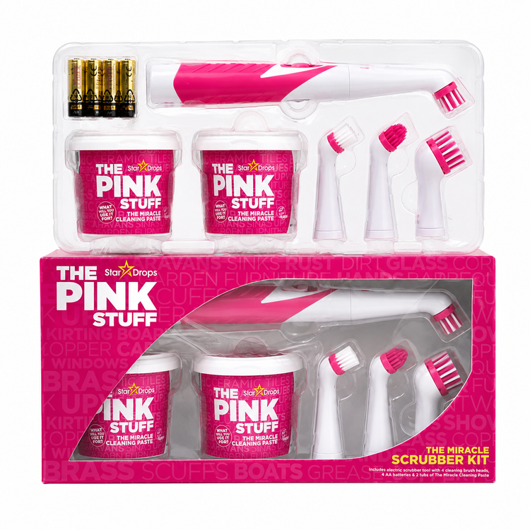 کیت برس شارژی نظافت The Pink Stuff مدل Miracle Scrubber Kit به همراه خمیر پاککننده